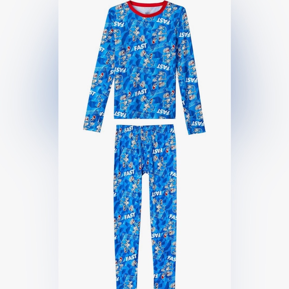 NWT- Cuddl Duds Sonic Hedgehog Boys Thermal Underwear Set Long John -Size 8